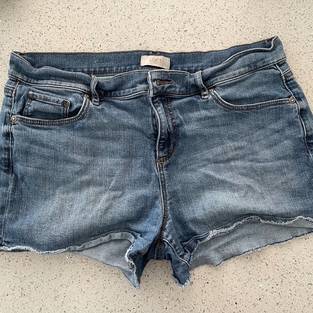 Raw Hem Denim Jean Shorts Distressed LOFT - 10